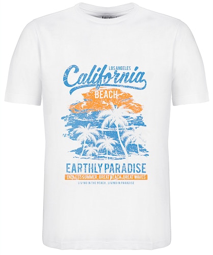Bigdude California Print T-Shirt Weiß Groß